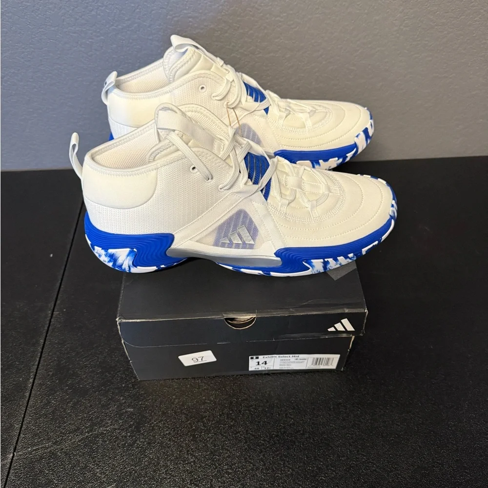 Adidas Exhibit Select Mid Women’s Basketball Shoes – White/Royal Blue (Size 14 - Picture 3 of 13